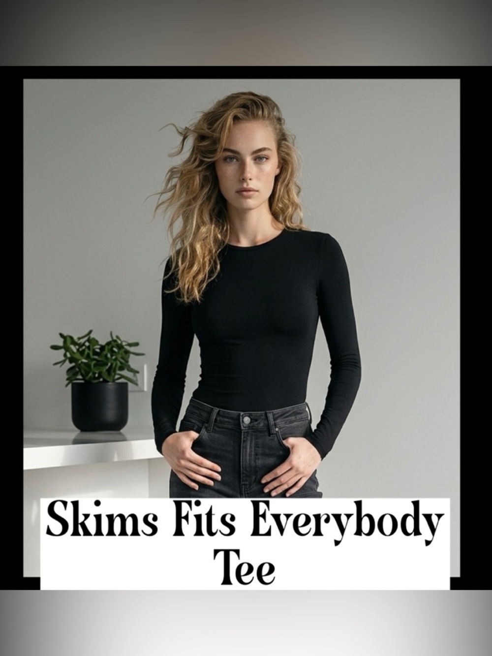 Skims Fits Everybody Long Sleeve TShirt Onyx